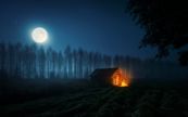 Landscape (Moonlit Cabin)